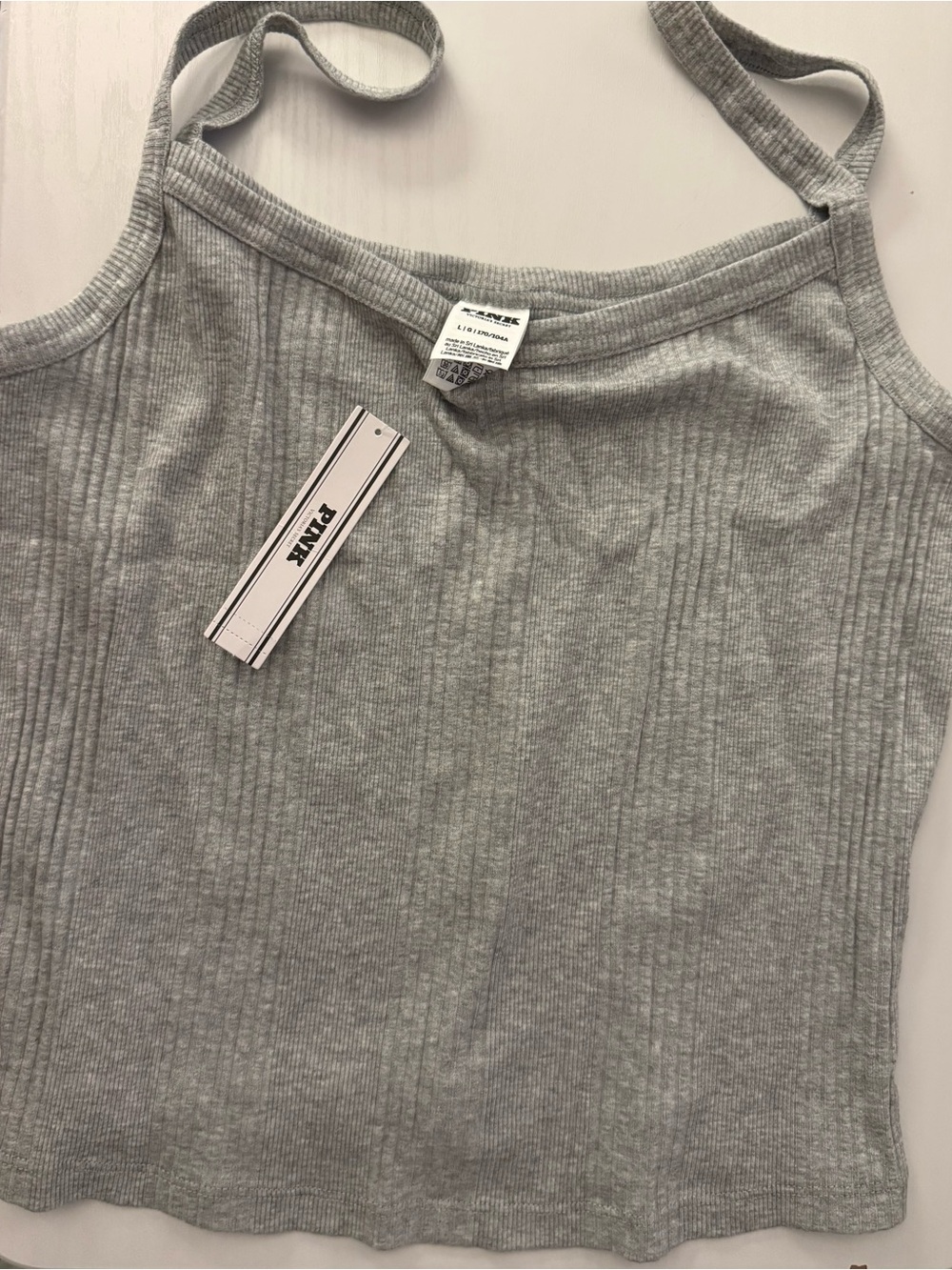 Victoria's Secret PINK Ribbed Light Gray Tank Top